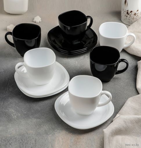 Набор для чая/кофе Luminarc Carine Black/White (Made in France)