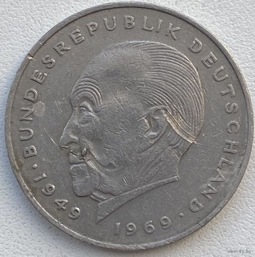 Германия 2 марки 1972 г. F. Конрад Аденауэр. 20 лет Федеративной Республике (1949-1969)
