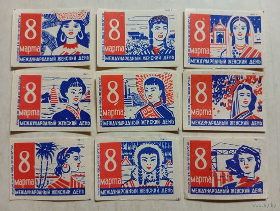 Спичечные этикетки ф.Победа. 8 Марта. 1961 год