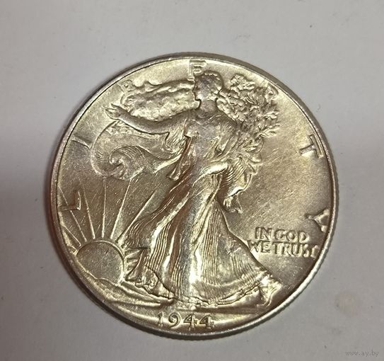 1/2 доллара 1944 США шагайка яркое серебро