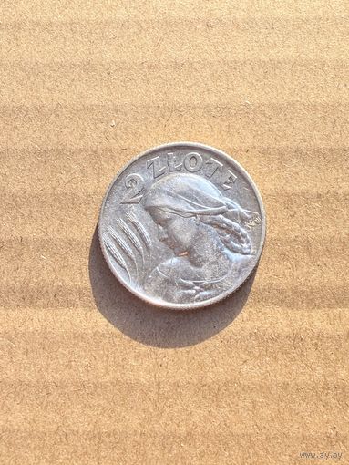Польша 2 злотых 1925 г. Жнея. С точкой после даты. Серебро. Штемпельный блеск. аUNC