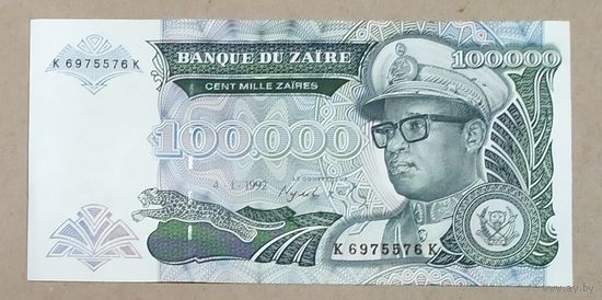 100000 заиров 1992 года - Заир - UNC