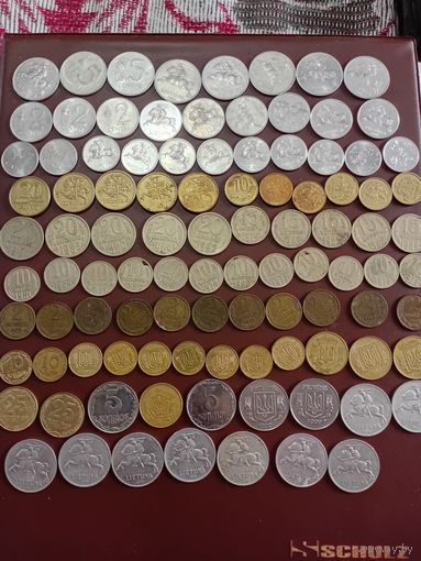 Сборный лот монет. 100шт.