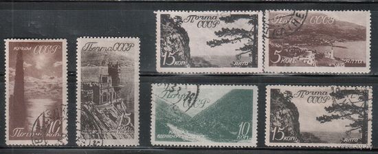 СССР-1938, (Заг.526-531) гаш.    , Виды Крыма и Кавказа, 6 марок