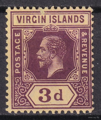 12.BrKCI. Великобритания. Колонии. Виргинские острова. Стандарт. Георг V. 1913 г. 3P. Mi.#39.