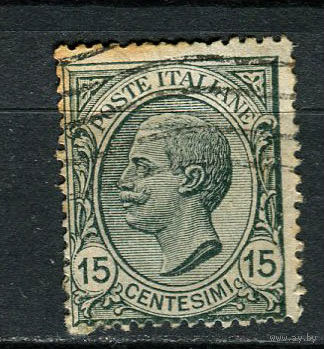 Королевство Италия - 1918 - Король Виктор Эммануил III 15C - [Mi.130] - 1 марка. Гашеная.  (Лот 22Gс)-T2P1