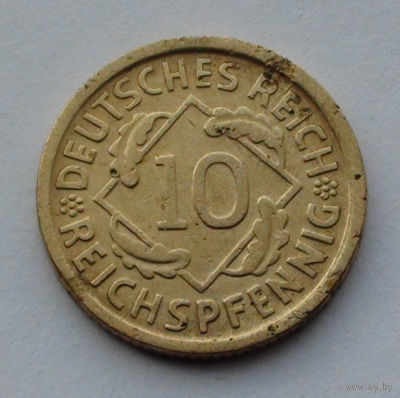 Германия 10 рейхспфеннигов, 1925 D