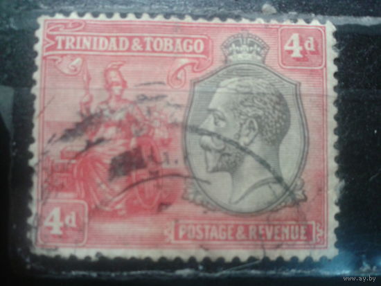 Тринидад и Тобаго, колония Англии, 1928. Король Георг V и сидящая Британия