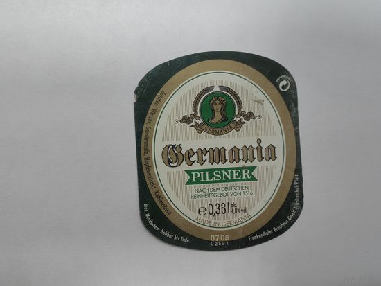 Пивная этикетка Германия 0.33л