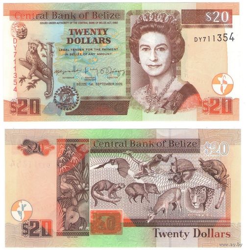 Белиз (Британский Гондурас) 10 долларов 2020 год UNC