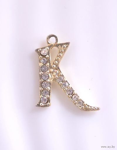 Лот С 1 РУБЛЯ! много лотов! Подвеска-кулон Буква латинская "K" с фианитами, серебро 925