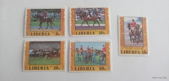 Либерия 1977. Золотая медаль победителей Олимпийских игр 1976 года в Монреале. Полная серия