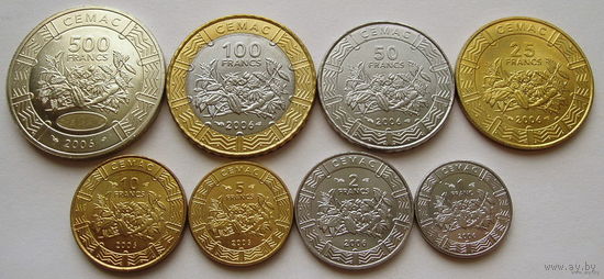 Центральная Африка (BEAC). Набор 8 монет 1, 2, 5, 10, 25, 50, 100, 500 франков 2006 год