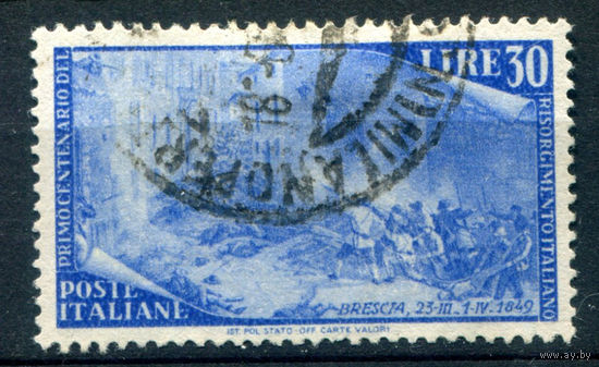Италия - 1948г. - 100 лет Революции, 30 L - 1 марка - гашёная [Mi 757]. #1-It-16-B-1