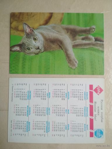 Карманный календарик. Кошки . 1996 год