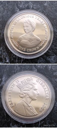 Распродажа !!! Гибралтар 1 крона (80 лет со дня рождения Королевы Елизаветы II - юная девушка) 2006г. UNC