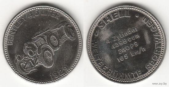 Жетон SHELL История автомобилестроения " Bentley 4.5 Liter 1929 "