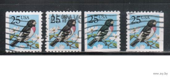 США-1988, (Мих.1980),  гаш., Стандарт, Фауна, Птицы , 4 зубцовки