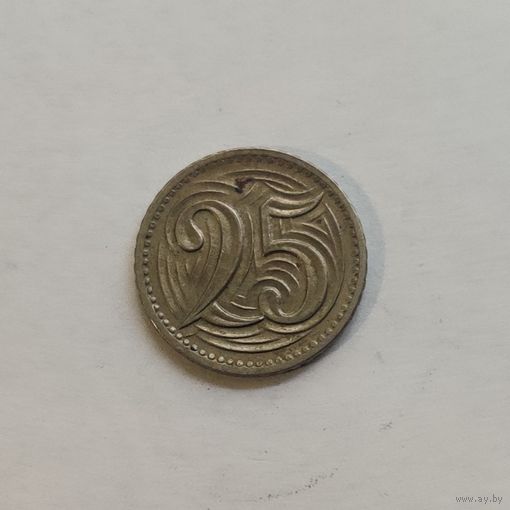Чехословакия 25 геллеров 1933 г.