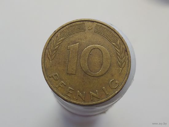 10 пфеннигов Германия ФРГ 1989 год буква D лот 43