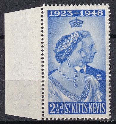 63.BrKS. Великобритания. Колонии. Сент Китс и Невис. Серебряная свадьба Георга VI и Елизаветы. 1948 г. 2 1/2d. Mi.#86.