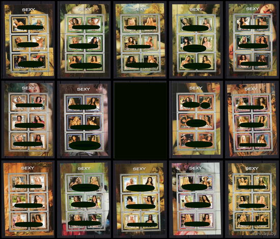 Серия блоков ДЕВУШКИ ИСКУССТВО КАРТИНЫ НЮ MNH