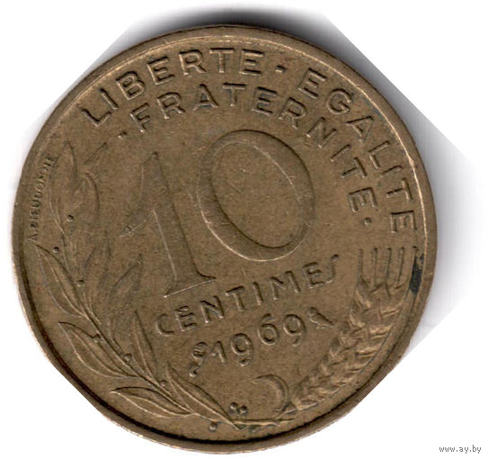 Франция. 10 сантимов. 1969 г.