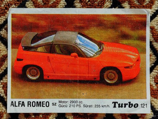 Вкладыш Turbo (Турбо) 3 серия (121-190, Black), номер 121, Alfa Romeo SZ. Возможен небольшой торг.