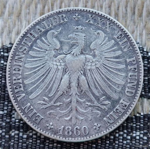 Германия 1 талер 1860 года. Серебро! Сторгуй за свою цену, предложи обмен! Y
