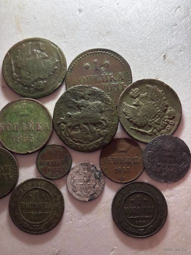СБОРНЫЙ ЛОТ МОНЕТ!! ГРИВЕННИК!! и МЕДНЫЕ МОНЕТЫ РИ