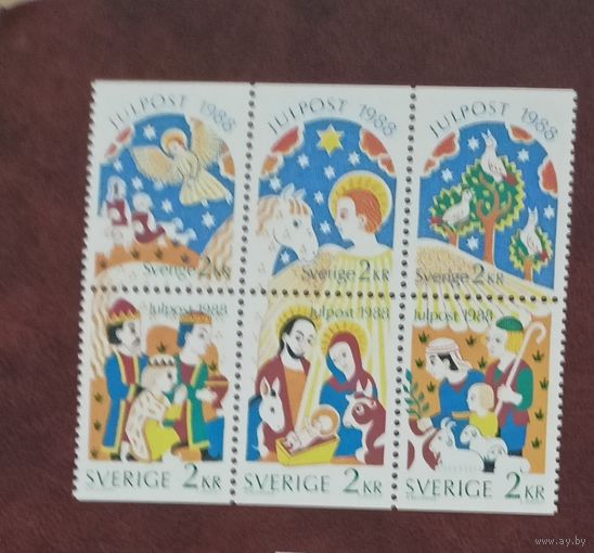 Швеция** Рождество полная серия без наклеек и их следов