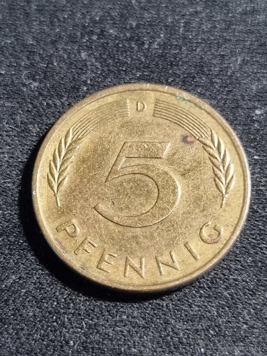Германия 5 пфеннигов 1987 D