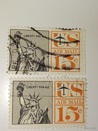 США 1961 серии "Авиапочта" (Air Mail) с изображением Статуи Свободы.
