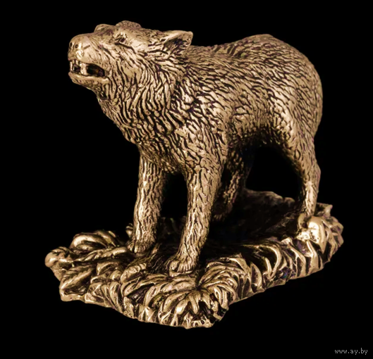 Статуэтка миниатюра Волк Латунь