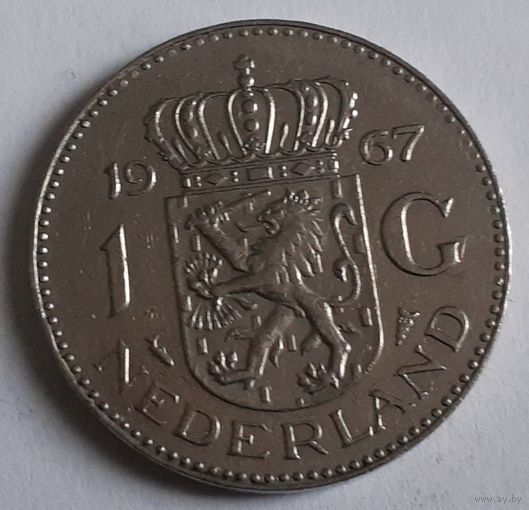 Нидерланды 1 гульден, 1967 Никель /магнетик/ (3-3-35)