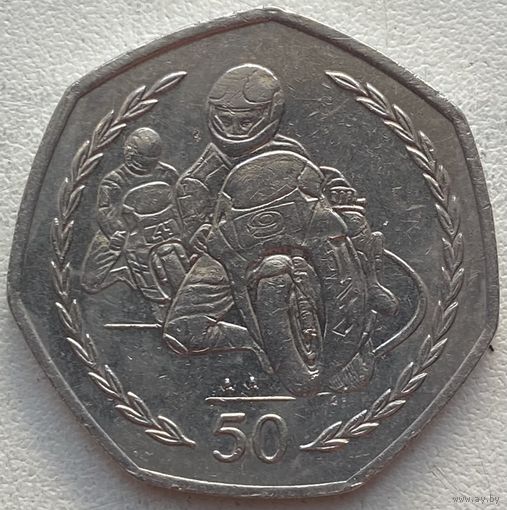 Остров Мэн 50 пенсов 1997 г. Мотогонки