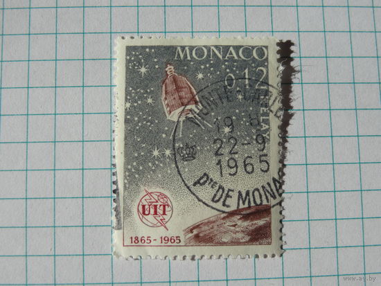 1965 ITU Реле. спутник, глобус, космос, планета, Монако