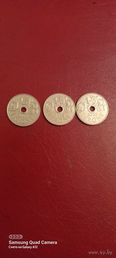 Норвегия, 1 крона 1998, 2005, 2006 года