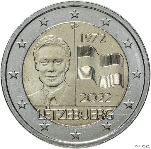 2 евро 2022 Люксембург 50 лет Флагу Люксембурга UNC из ролла
