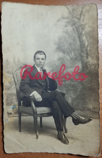 1920-е Открыточный формат межвоенная Польша пану Олехновичу на память типаж ретро студийное фото