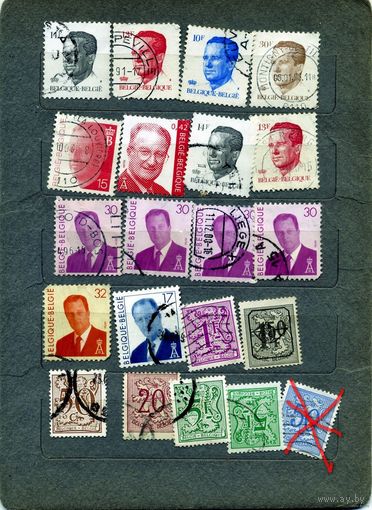 БЕЛЬГИЯ, Сборный лот,  21м по 10 коп шт    гашеная