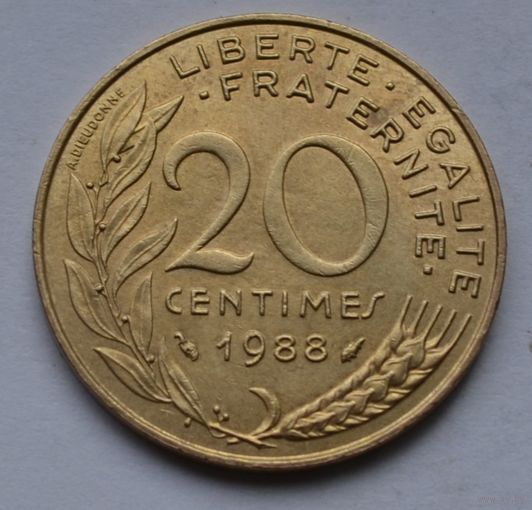 Франция, 20 сантимов 1988 г.
