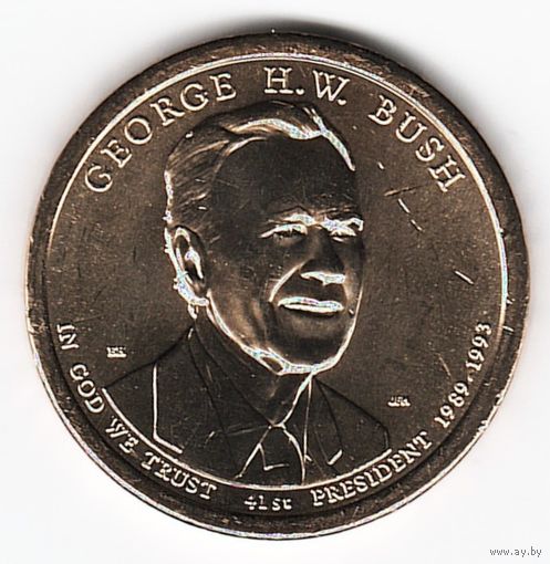 1 доллар США 2020 год 41-й Президент Уокер Буш старший двор P _состояние UNC