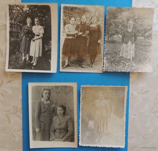 Фото "Деревенские красавицы", 1940-1950-ее гг., Гродненщина, 5 шт.
