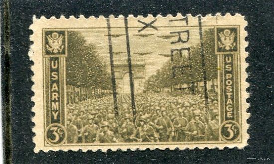 США. Победа во второй мировой войне. Американские войска на параде в Париже