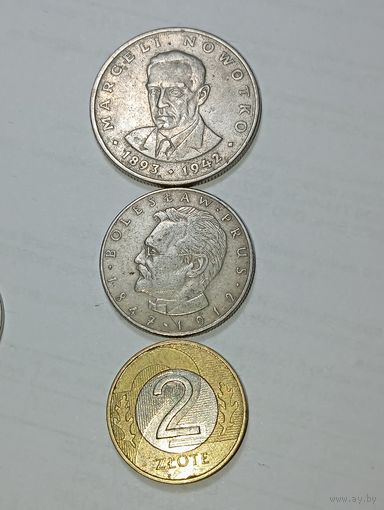 Польша 20 злотых 1976 , 10 злотых 1977 и 2 злотых 2014 года .