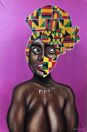 Картина "Энайола" Серия портретов AfroFaceStyle. Живопись НЮ/Холст/Акрил/Лак/ 60 x 90 см