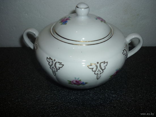 Сахарница Фарфор Дулево. СССР. Ручная роспись. 1957год