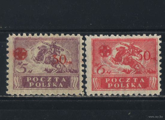 Польша Респ 1921 Надп в пользу Красного креста #121,122*