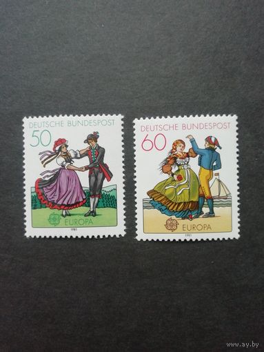ФРГ 1981 Полная серия из двух марок "ЕВРОПА СЕПТ. Фольклор" (чистые**) Мi:1096-1097 каталог 1.50 евро